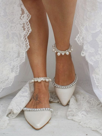ブライダルシューズ ブライダルフラット PUレザー ポインテッドトゥ