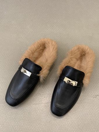 Faux fur clearance slip on loafers