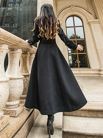 冬用コート ノッチラペル ベルト付き ロングライン レディース フルレングスコート 冬用