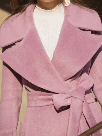 冬用コート ノッチラペル ベルト付き ロングライン レディース フルレングスコート 冬用