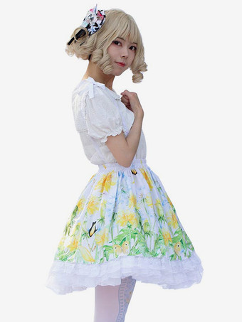 アイドル服ロリータSKエンジェルビーツイメージ通りフリル花柄ロリータスカート