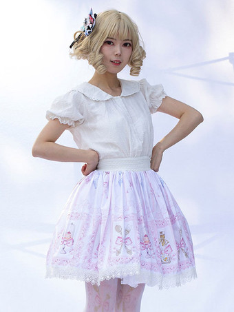 原宿ファッションロリータSK花柄ライトピンクフリルロリータスカート