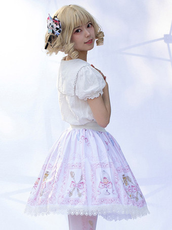 原宿ファッションロリータSK花柄ライトピンクフリルロリータスカート