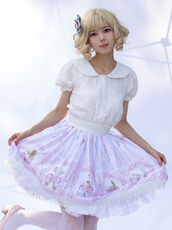 原宿ファッションロリータSK花柄ライトピンクフリルロリータスカート