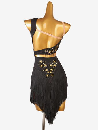 ラテンダンスドレス ブラック レディース ライクラスパンデックス ドレス ダンスコスチューム