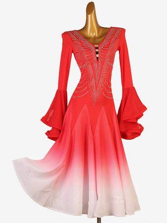 レッド 社交ダンス衣装 ブラック レディース ライクラスパンデックス ドレス ダンスウェア