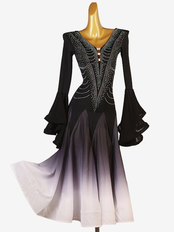 ブラック 社交ダンス衣装 ブラック レディース ライクラスパンデックス ドレス ダンスウェア