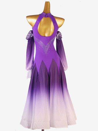 社交ダンス衣装 パープル レディース ライクラスパンデックス ドレス ダンスウェア