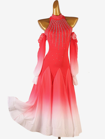 レッド 社交ダンス衣装 パープル レディース ライクラスパンデックス ドレス ダンスウェア