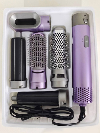 パープル 5 で 1 プロのヘアドライヤーブラシカーリングセットマイナスイオンヘアカーラーすべてのヘアスタイルスタイリングツール家庭用ヘアドライヤー