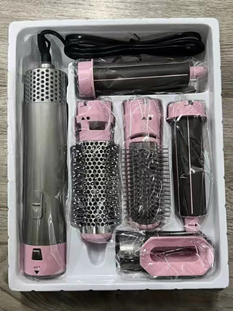 ピンク5 で 1 プロのヘアドライヤーブラシカーリングセットマイナスイオンヘアカーラーすべてのヘアスタイルスタイリングツール家庭用ヘアドライヤー