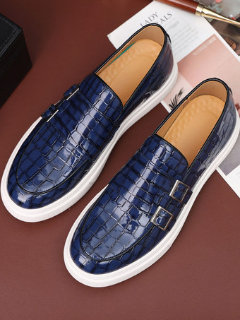 Blau Loafer-Schuhe für Herren  PU-Lederriemen  Monk-Schuhe