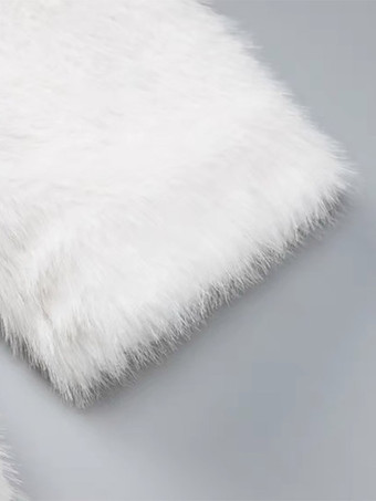 フェイクファーコート ホワイト ノッチラペル エコフレンドリー 冬用ジャケット レディース 2025