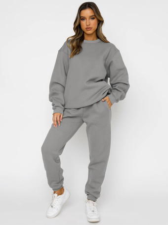 グレイパンツセット カーキ カジュアル デイリー カジュアル ポリエステル