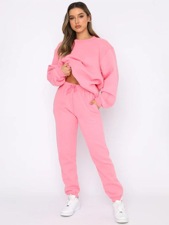 ピンクパンツセット カーキ カジュアル デイリー カジュアル ポリエステル