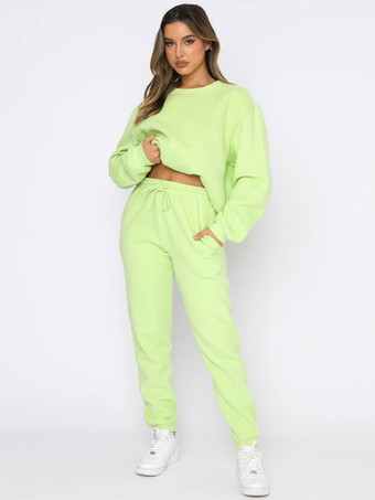 黄緑色パンツセット カーキ カジュアル デイリー カジュアル ポリエステル