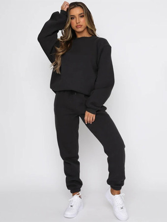 ブラック パンツセット カーキ カジュアル デイリー カジュアル ポリエステル