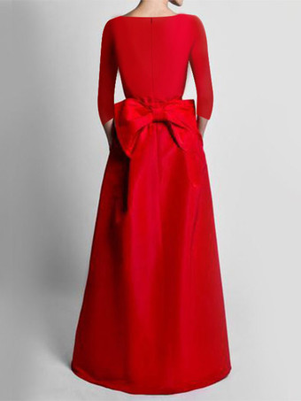 イブニングドレス Aライン Vネック サテン生地 マキシレングス リボン フォーマルパーティードレス