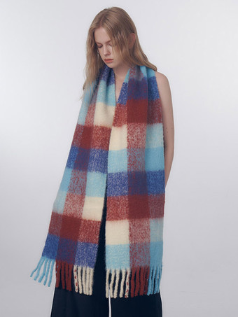 カラフルなチェック スカーフ フリンジ ヴィンテージ ファッション レディース スカーフ