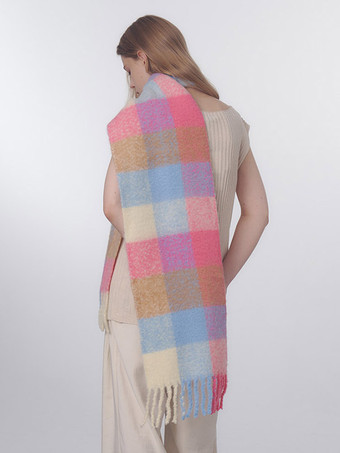 カラフルなチェック スカーフ フリンジ ヴィンテージ ファッション レディース スカーフ