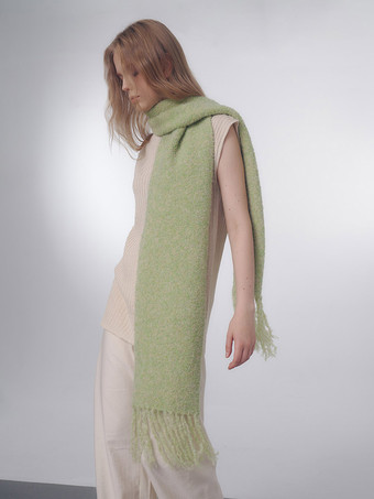 セージグリーンレディース スカーフ ファッション フリンジ
