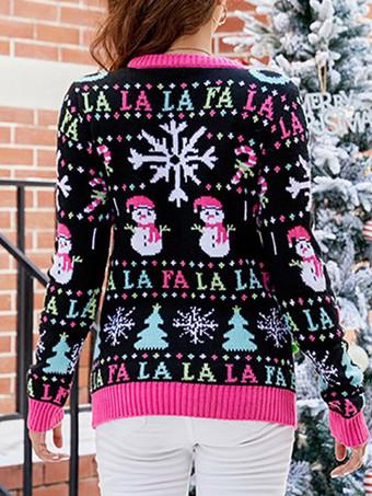 Pom Poms Women's Sweater Christmas Pattern Fall Winter Pullover -  Milanoo.com