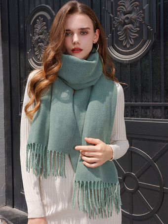 Reversible Scarf Solid Color With Fringe Fashion Chic Scarves
