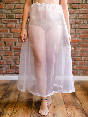 Marfil   Almacenamiento de vestido de novia  bolsillo de falda de red de hilo retráctil