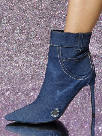 レディース ポインテッドトゥ スティレットヒール ブーティ