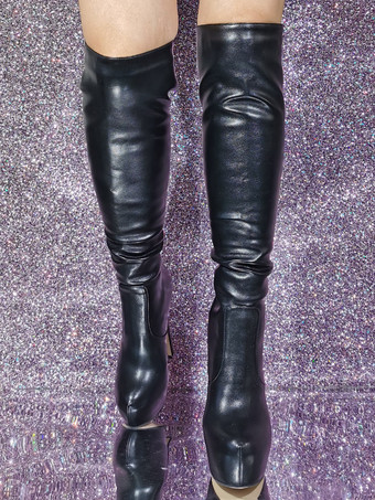 ブラウン プラットフォーム セクシーなハイヒール ニー ブーツ