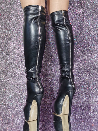 ブラウン プラットフォーム セクシーなハイヒール ニー ブーツ