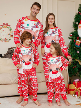 マッチングファミリークリスマスパジャマ 子供用 大人用 クリスマスパターン ホームウェア