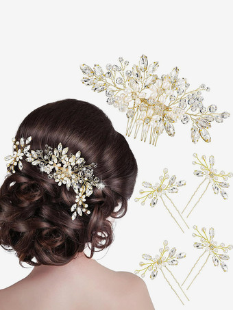 ゴールド ヘッドピース ウェディング ブライダル ヘアアクセサリー