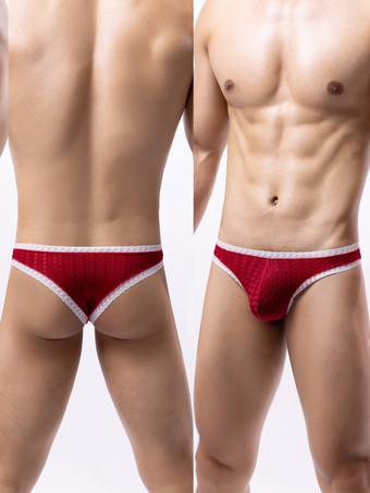 Male Sexy Panties Burgundy Jacquard Nylon Thong Men's Lingerie