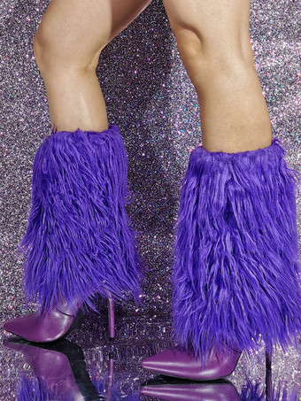 パープル ミッド カーフ ブーツ フェイクファー ディテール ベアパウ ブーツ