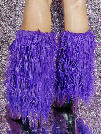 パープル ミッド カーフ ブーツ フェイクファー ディテール ベアパウ ブーツ