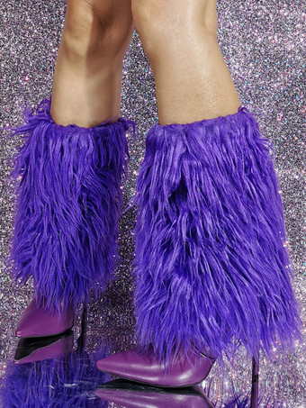 パープル ミッド カーフ ブーツ フェイクファー ディテール ベアパウ ブーツ