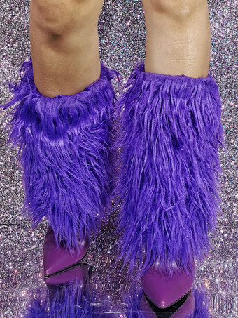 パープル ミッド カーフ ブーツ フェイクファー ディテール ベアパウ ブーツ