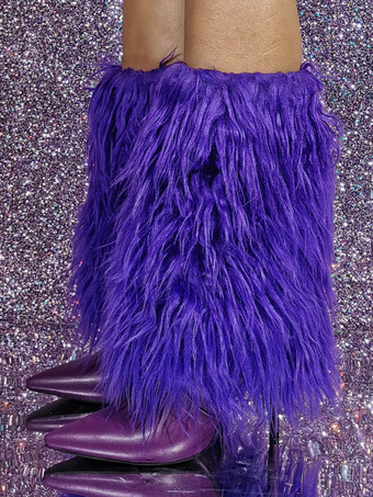 パープル ミッド カーフ ブーツ フェイクファー ディテール ベアパウ ブーツ