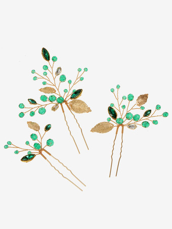 グリーン ウェディング ヘッドピース ブライダル ヘア アクセサリー