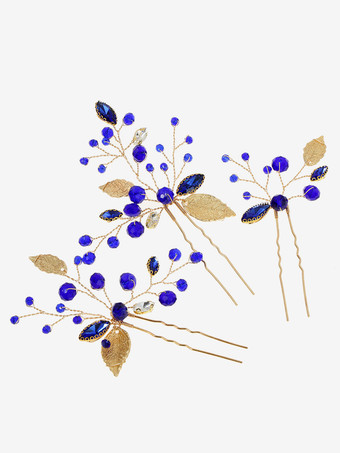 ブルー ウェディング ヘッドピース ブライダル ヘア アクセサリー