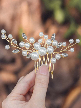 ゴールド ウェディング ヘッドピース ブライダル ヘアアクセサリー