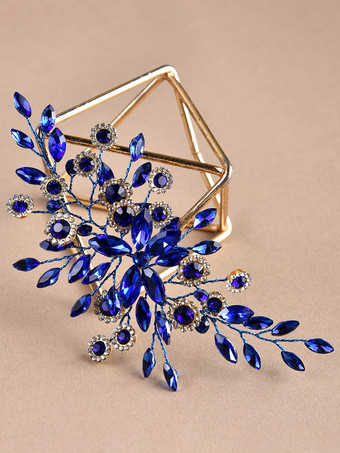 ブルー ウェディング ヘッドピース ブライダル ヘア アクセサリー