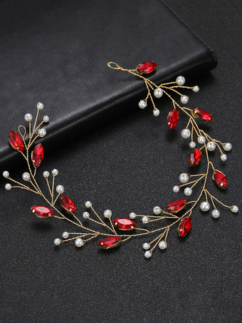 レッド 花嫁のための結婚式のかぶとヘアアクセサリー