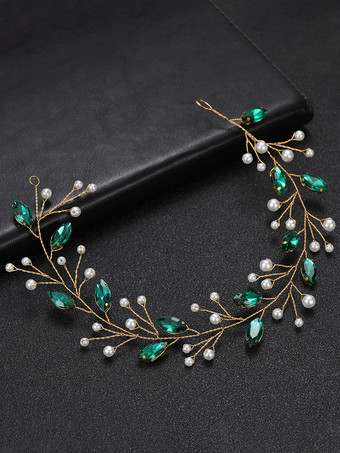 グリーン 花嫁のための結婚式のかぶとヘアアクセサリー