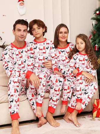 Pyjama Famille Noël - Ensemble Assorti Homme, Femme, Enfant, Bébé - Vêtements De Nuit Imprimé Festif - Cadeau Pyjama Familial