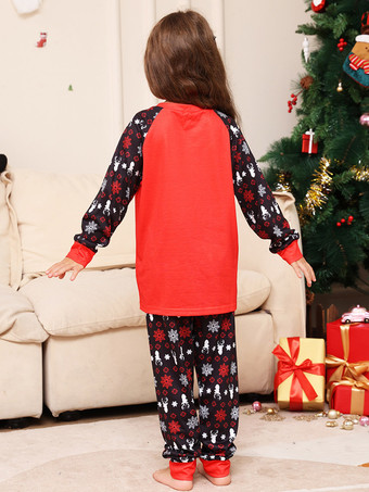 レッドファミリーセーターラウンドネック長袖クリスマスパターンパジャマ