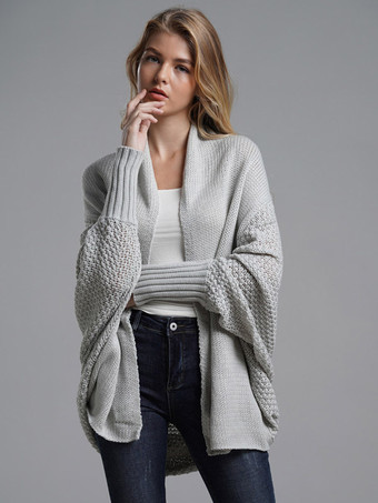 グレイレディース セーター バットウィング スリーブ オープン フロント カーディガン 秋冬用