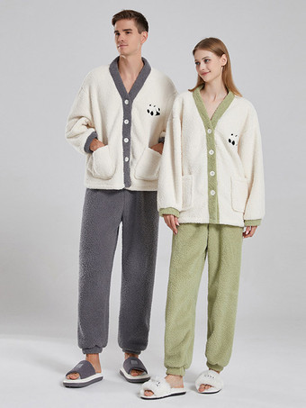 GrisEnsemble De Maison Pyjama Manches Longues Pantalon Flanelle