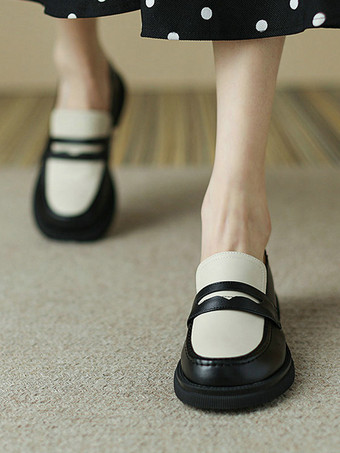 レディース ペニーローファー ラウンドトゥ フラットシューズ